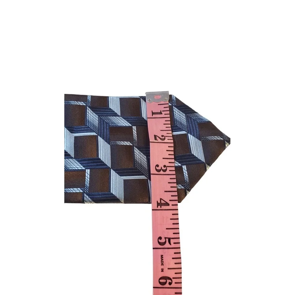 Andrea Garavani Neck Tie Mens Brown Blue‎ Geometric 100% Micro Fiber Business